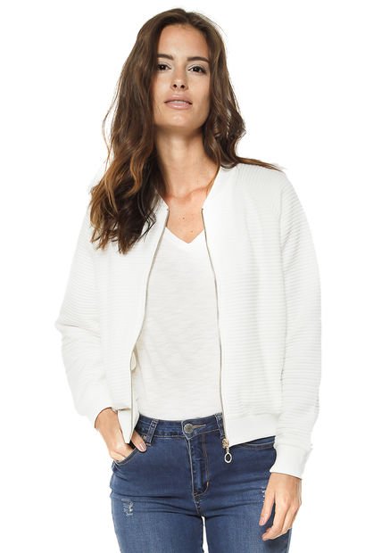 Polerón New Vivid Bomber Blanco Only - Calce Regular