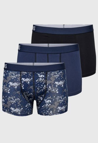 Pack 3 Boxers Only  Sons Trunks Male Knit Azul Only  Sons
