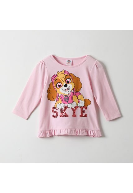 Polera Manga Larga Niña Happy Rosado Paw Patrol