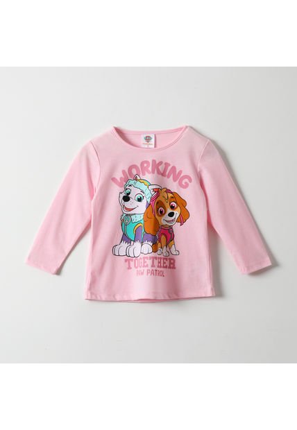 Polera Manga Larga Niña Working Together Rosado Paw Patrol