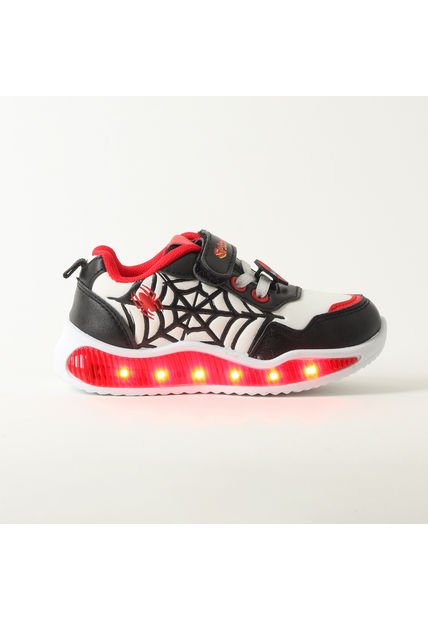 Zapatilla Con Luces Niño Spiderman Black Web Blanco Marvel