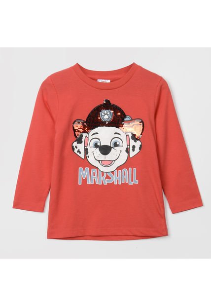 Polera Manga Larga Niño Marshall Rojo Paw Patrol