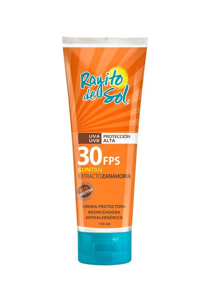 Crema Protectora Rayito de Sol Bronceadora 30FPS Hipoalergénico 190Gr.