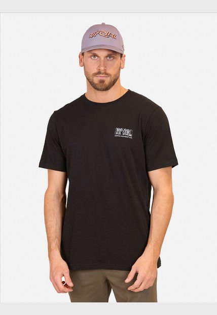 Polera M/C Lanikai Logo Triple Negro Hombre Rip Curl