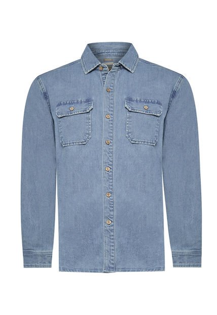 Camisa Algodón Hombre Denim Azul Rockford