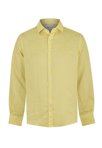 Camisa Lino Orgánico Amarillo Linensol Hombre Rockford