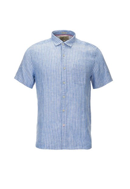 Camisa Lino Orgánico Hombre Stripeshrt Azul Rockford