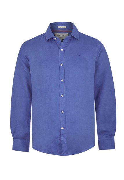 Camisa Lino Org Azul Marino Linensol Hombre Rockford