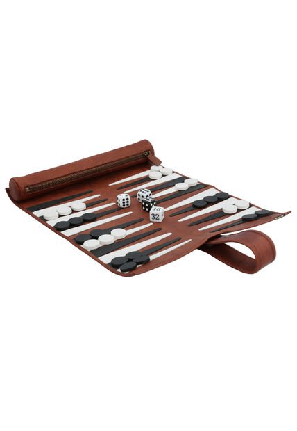 Juego Backgammon Cuero Café Rockford