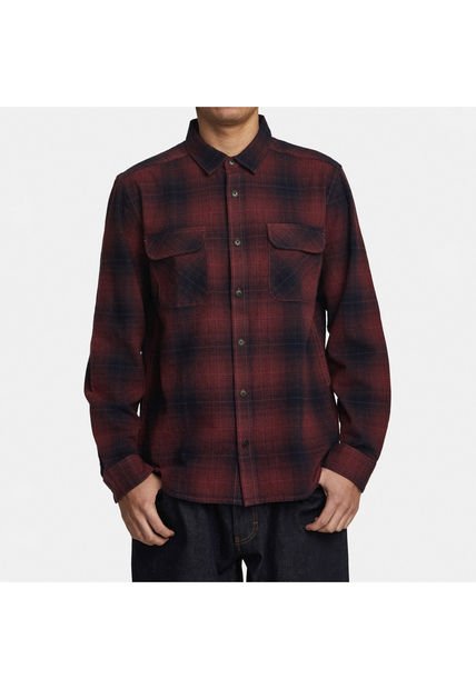 Camisa M/L Hombre Vesuvio Flannel M Wv Rojo RVCA