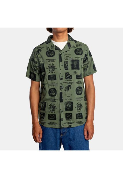 Camisa M/C Hombre Recon Collage Verde RVCA