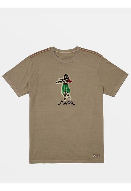 Polera Manga Corta Hombre Oblow Hula Verde RVCA