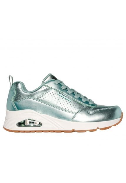 Zapatilla Mujer Uno Metallixs Celeste Skechers