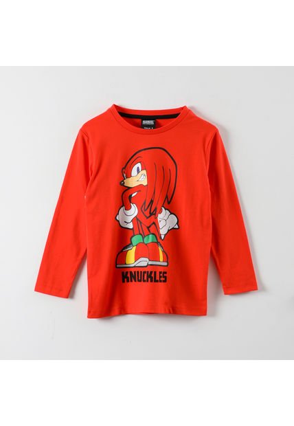 Polera Manga Larga Niño Knuckles Rojo Sonic