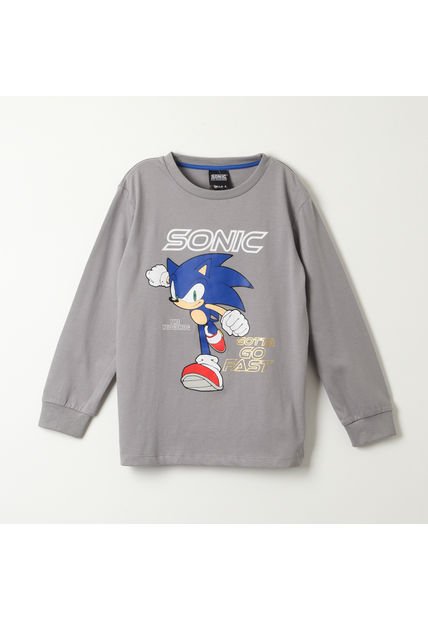 Polera Manga Larga Niño Force Gris Sonic