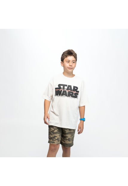 Polera Niño Logo Blanca Star Wars