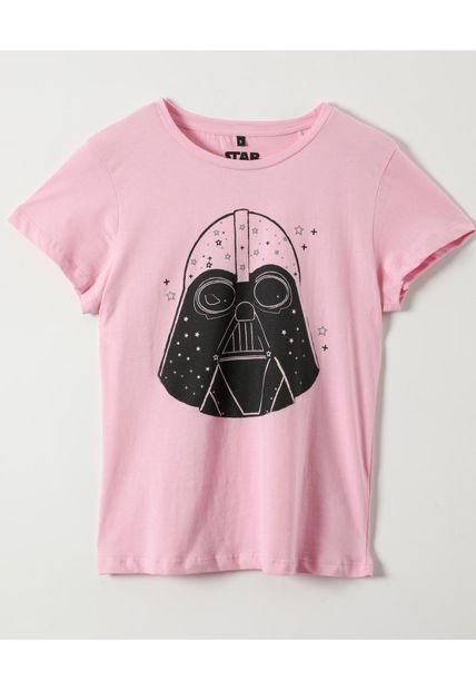 Polera Manga Corta Mujer Darth Vader Rosado Star Wars