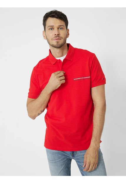 Polo Con Logo Monotipo Rojo Tommy Hilfiger