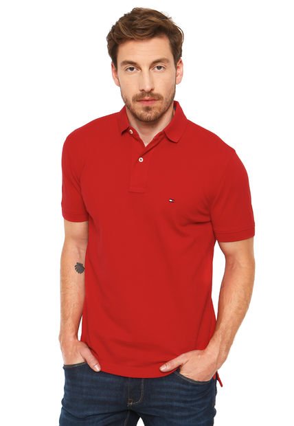 Polera Core New Tommy Knit S/SL Roja Tommy Hilfiger - Calce Regular