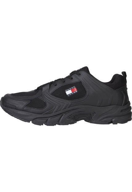 Zapatilla Sport De Cuero Negro Tommy Hilfiger