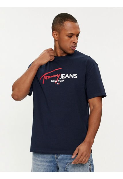 Polera Spray Logo Regular Fit Azul Tommy Hilfiger