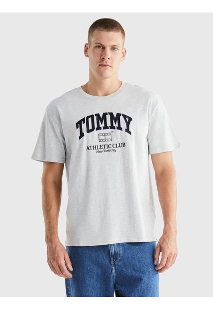 Polera Con Logo Universitario Gris Tommy Hilfiger