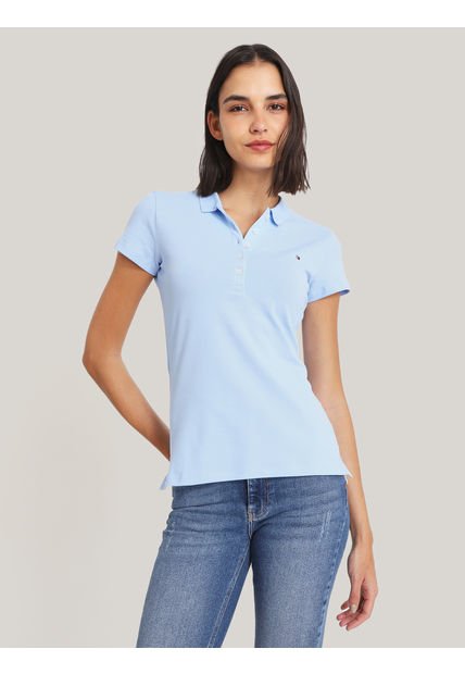 Polo Solid Slim Fit Con 5 Botones Azul Tommy Hilfiger