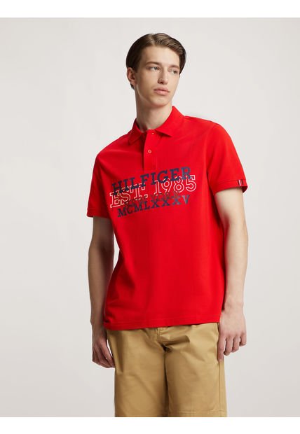 Polo Regular Fit Monotype Logo Rojo Tommy Hilfiger