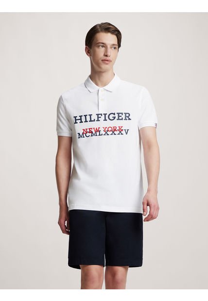 Polo Regular Fit Monotype Logo Blanco Tommy Hilfiger