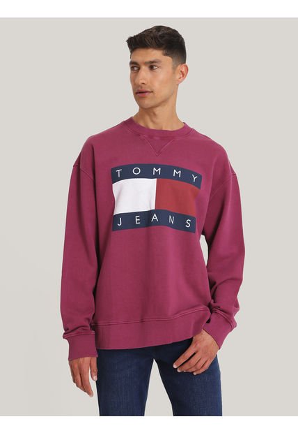 Polerón Con Logo Oversize Relaxed Burdeo Tommy Hilfiger