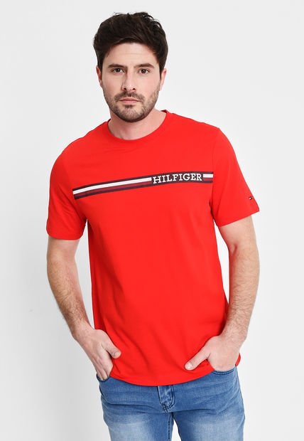 Polera Tommy Hilfiger MC Rojo - Calce Regular