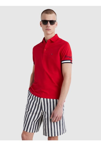 Polo Flag Logo Slim Fit Rojo Tommy Hilfiger