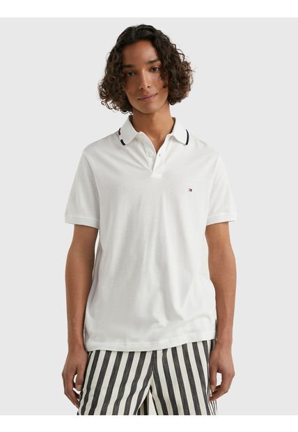 Polo Con Cuello Ribeteado Blanco Tommy Hilfiger