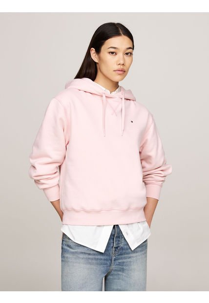 Polerón Hoodie Con Logo Bordado Rosado Tommy Hilfiger