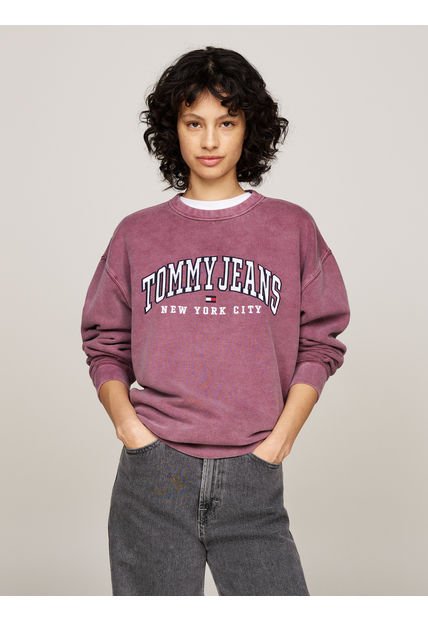 Polerón Varsity Logo Con Corte Amplio Morado Tommy Hilfiger