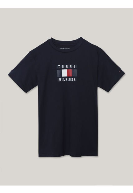 Polera De Niño Global Stripe Block Azul Tommy Hilfiger