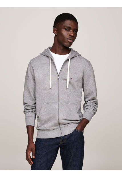 Polerón Hoodie Solic Con Cremallera Gris Tommy Hilfiger