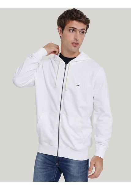 Polerón Hoodie Solic Con Cremallera Blanco Tommy Hilfiger