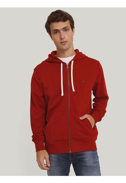 Polerón Hoodie Solic Con Cremallera Rojo Tommy Hilfiger