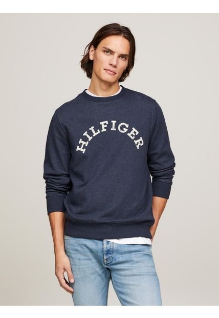 Polerón Con Logo Arqueado Azul Tommy Hilfiger