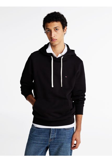 Polerón Hoodie Con Logo Bordado Negro Tommy Hilfiger