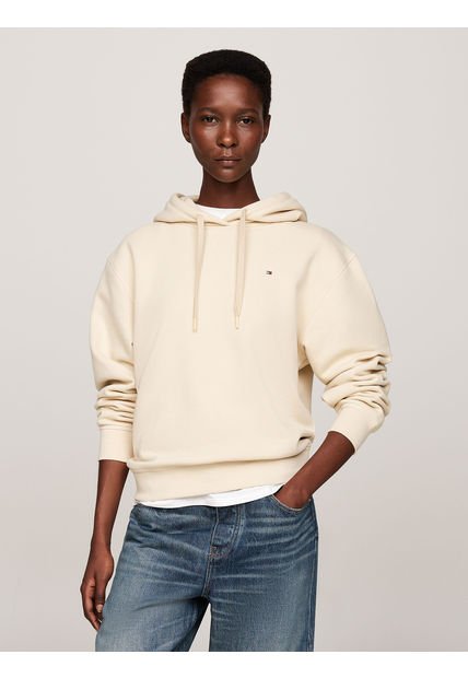 Polerón Hoodie Con Logo Bordado Beige Tommy Hilfiger