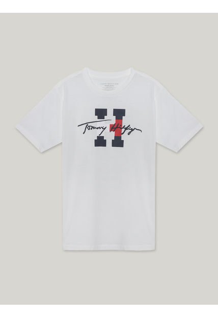 Polera De Niño Script Con Logo Blanco Tommy Hilfiger