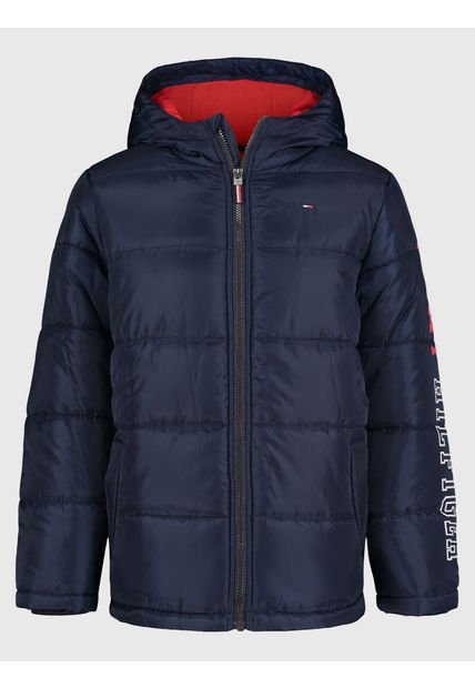 Parka Puffer Con Logo Azul Tommy Hilfiger