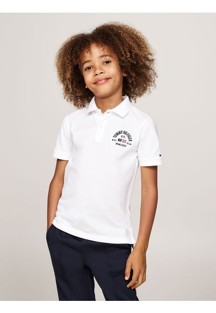 Polo De Niño Logo Flag Regular Fit Blanco Tommy Hilfiger