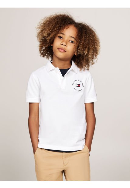 Polo De Niño Con Logo Náutico Blanco Tommy Hilfiger