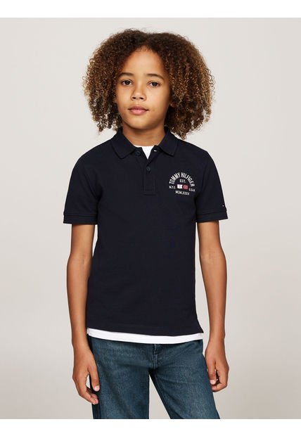 Polo De Niño Logo Flag Regular Fit Azul Tommy Hilfiger