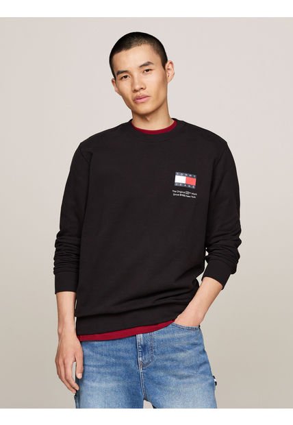 Polerón Con Logo Flag Negro Tommy Hilfiger