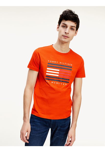 Polera Corp Flag Lines Naranjo Tommy Hilfiger Compra Ahora Dafiti Chile