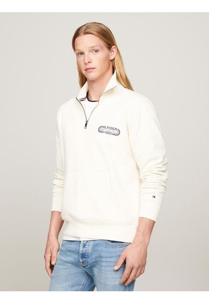 Polerón Sport Logo Archive Con Cierre Blanco Tommy Hilfiger